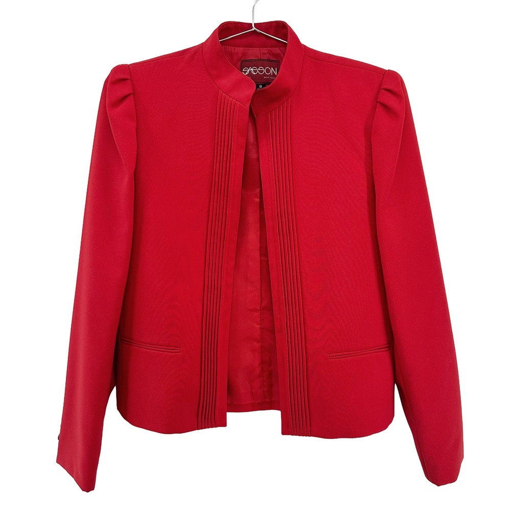 SASSON Vintage High Neck Blazer‎ NWT • 8 • red • minimalist chic preppy